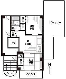 パールフラッツ 2DKの間取図画像