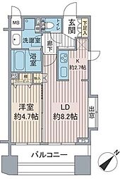 ダイナシティ雷門 7階1LDKの間取り