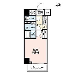 プレール・ドゥーク浅草V 1Kの間取図画像