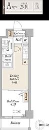 KDXレジデンス梅島 1DKの間取図画像