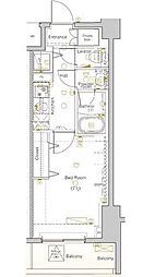 dips北千住 1Kの間取図画像