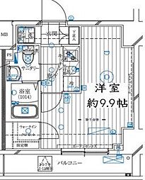 レガリス亀戸 1Kの間取図画像