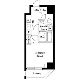 グラシアプレイス錦糸町 1Kの間取図画像