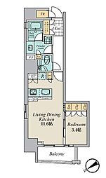 CRESTCOURT清澄庭園 1LDKの間取図画像