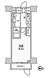 ジェノヴィア三ノ輪2スカイガーデン 1Kの間取図画像