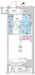 ジェノヴィア上野2スカイガーデン 1Kの間取図画像