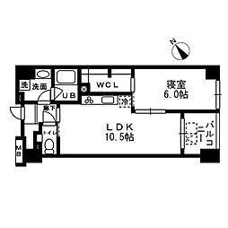 レジディア日本橋浜町 1LDKの間取図画像