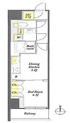 WORVE東京木場 1DKの間取図画像
