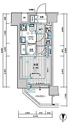 メインステージ千住中居町 1Kの間取図画像