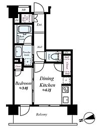 エクセレントシティ文京小桜 1DKの間取図画像