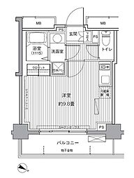 ヒューリックレジデンス茗荷谷 ワンルームの間取図画像