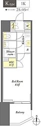 WORVE東京木場 1Kの間取図画像