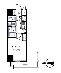 ハーモニーレジデンス錦糸町#002 1Kの間取図画像