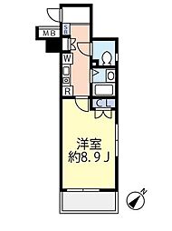 グランヴァン水天宮2 1Kの間取図画像