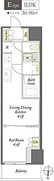 WORVE東京木場 1LDKの間取図画像