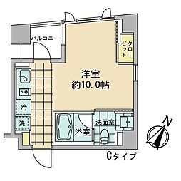 アズ日本橋人形町 ワンルームの間取図画像