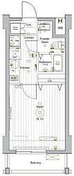 メイクスデザイン門前仲町リバープレイス 1Kの間取図画像