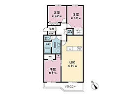 エクレール二宮B号棟 3LDKの間取図画像