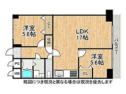 ルネ武庫川 2LDKの間取図画像