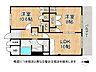 間取り：収納が充実した広々2LDKです。日当たり、通風良好です。