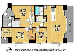 アリストリバーサイドビュータワー 3LDKの間取図画像