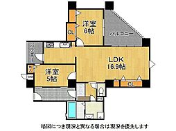 パレ武庫川プルミエール3 2LDKの間取図画像
