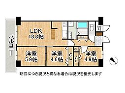 ユニハイム千船1号棟 3LDKの間取図画像
