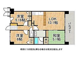 メロディーハイムたちばな 3LDKの間取図画像
