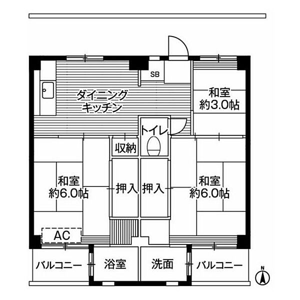 ビレッジハウス小比企5号棟 503｜東京都八王子市小比企町(賃貸マンション3DK・5階・49.20㎡)の写真 その2