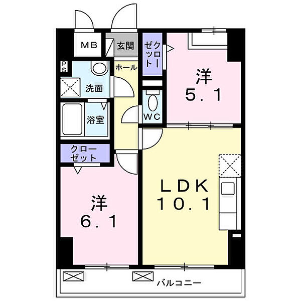 東京都八王子市八幡町(賃貸マンション2LDK・5階・49.10㎡)の写真 その2