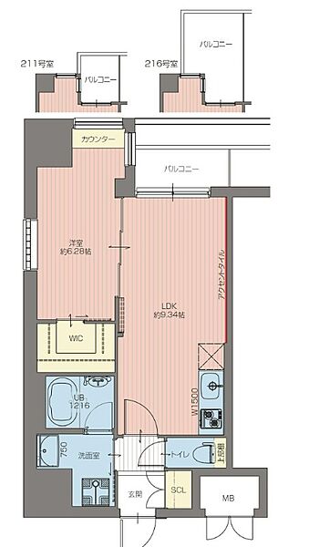 Vinoプレジオ本町　2-8F 0810｜大阪府大阪市中央区農人橋3丁目(賃貸マンション1LDK・8階・39.32㎡)の写真 その2