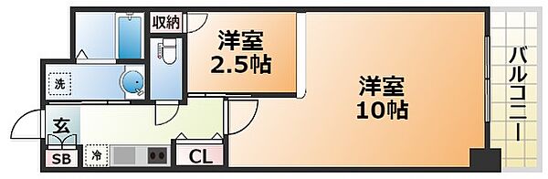 グルーブ三宮Aria ｜兵庫県神戸市中央区日暮通6丁目(賃貸マンション2K・2階・34.30㎡)の写真 その2