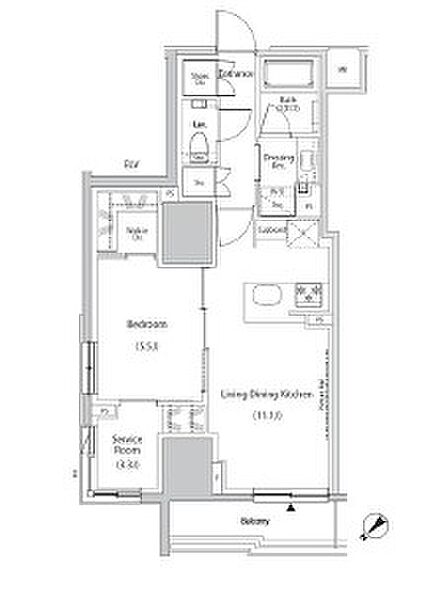 ザ・パークハビオ市ヶ谷イースト 301｜東京都新宿区市谷田町２丁目(賃貸マンション1SLDK・3階・49.46㎡)の写真 その2