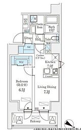 フィシオ飯田橋 14階1LDKの間取り