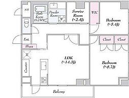 ヴァンテ・アン神楽坂 2LDKの間取図画像