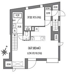 ルクール市ヶ谷払方町 3階1LDKの間取り