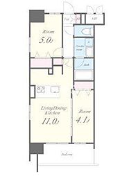 ROOTs Shinjuku Wakamatsucho 9階2LDKの間取り