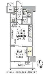 ザ・パークハビオ神楽坂レジデンスSouth 8階1LDKの間取り