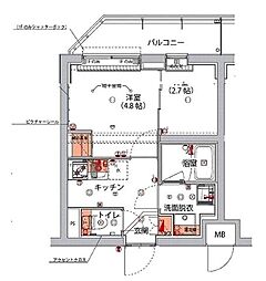 ハーモニーレジデンス神楽坂ヒルズthird 3階2Kの間取り