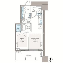 パークシティ中野ザタワーブリーズ 1LDKの間取図画像
