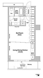 飯田橋ガーデン 1LDKの間取図画像
