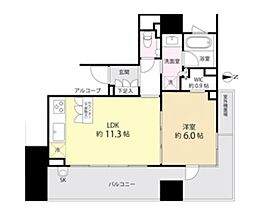 グランドメゾン神楽坂 1LDKの間取図画像