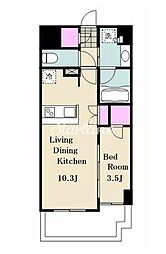 ブリリア早稲田鶴巻町 1LDKの間取図画像