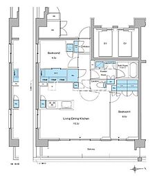 新宿区高田馬場3丁目マンション 2LDKの間取図画像