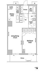 飯田橋ガーデン 1LDKの間取図画像