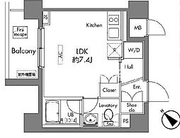 プラウドフラット早稲田 ワンルームの間取図画像