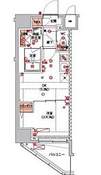 ハーモニーレジデンス新宿早稲田ザ・ガーデン 1DKの間取図画像