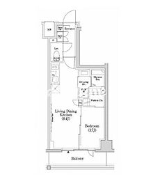 ザ・パークハビオSOHO市谷左内町 1LDKの間取図画像