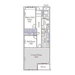 アーバンコート市ヶ谷 2LDKの間取図画像