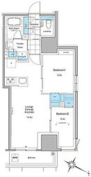 ルフォンプログレ北新宿 2LDKの間取図画像